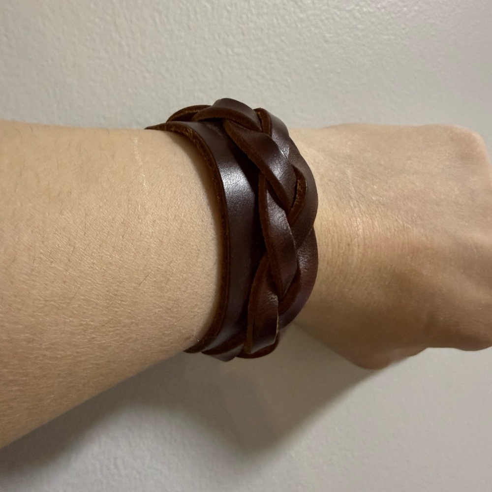 Braided Brown Leather Bracelet